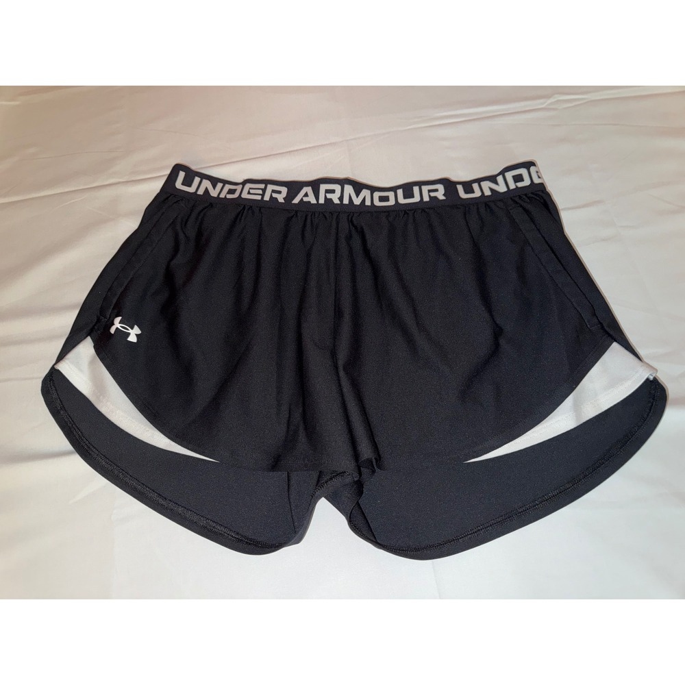 Under Armour Play Up 2.0 Womens Running Shorts Black White XL Activewear